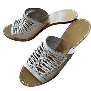 J.Crew Marlow Leather Huarache Mules Size 7.5 Open Toe Block‎ Heel Sandals